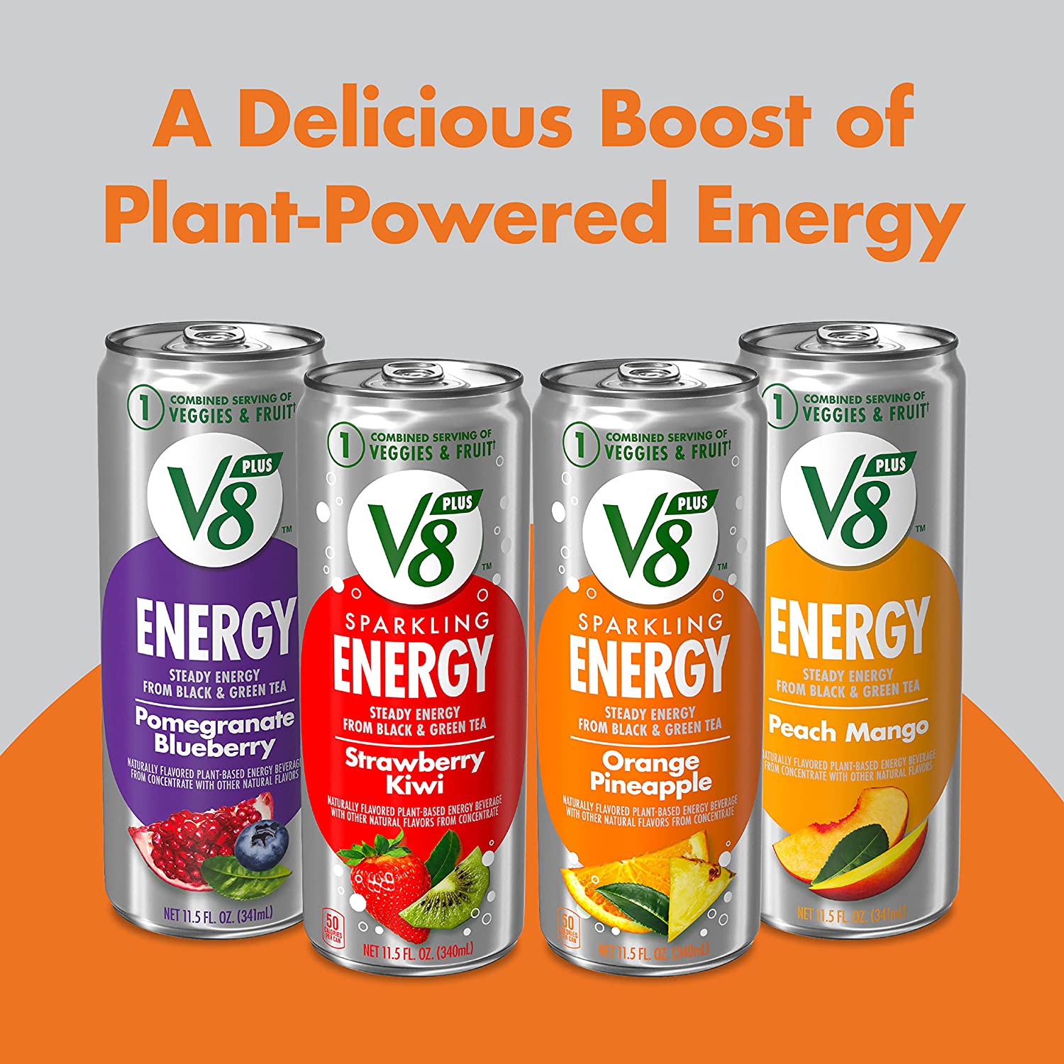 V8 +SPARKLING ENERGY Black Cherry Energy Drink， Made with Real Vegetable and Fruit Juices， 11.5 Ounce Can (Pack of 12) - Image 7